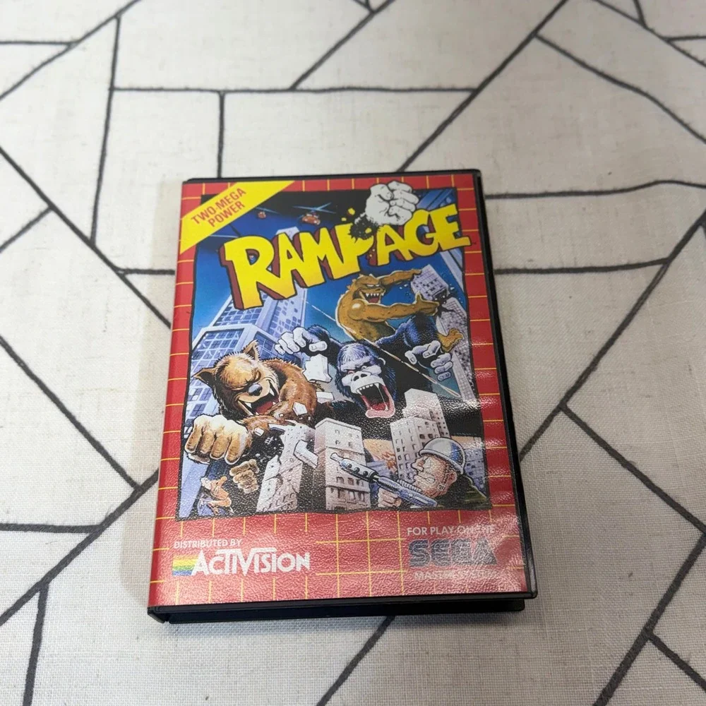 Sega Master System Rampage Game Black CIB Activision Tested 1988 Vintage